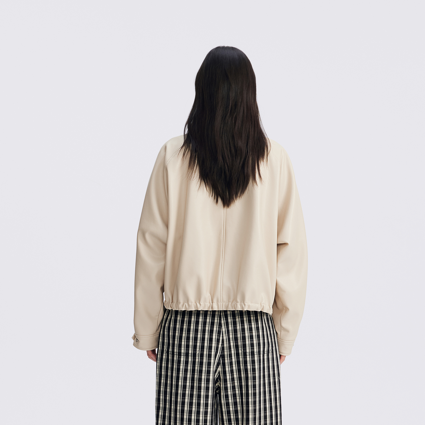 REVAN芮范2025秋季新品双面穿气球形格纹PU皮短外套RL70105161 - 图1