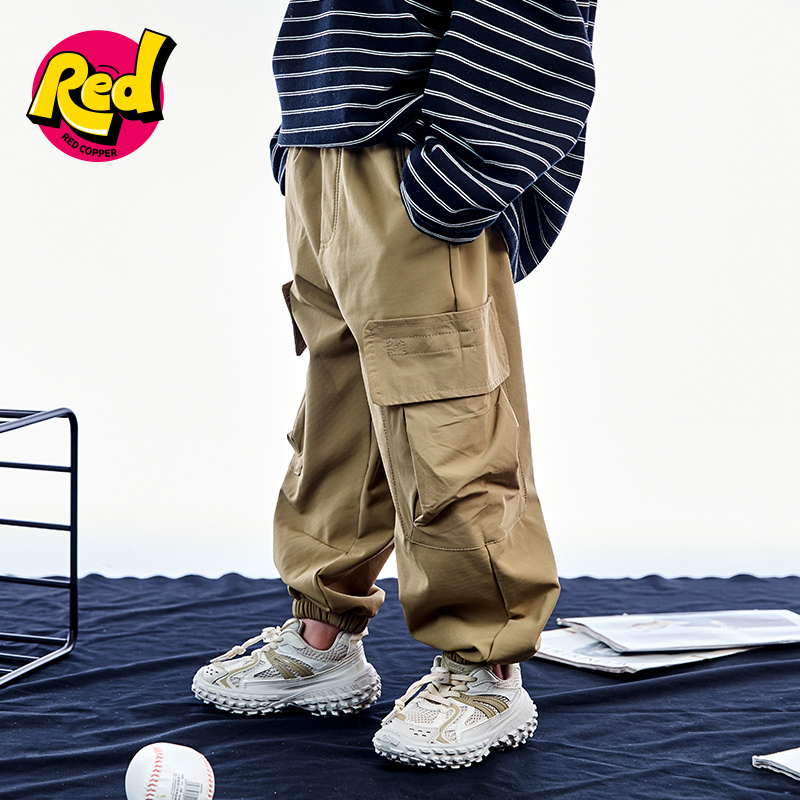 redcopper童装男女童2024新款儿童冬季裤子工装裤加绒束脚休闲裤