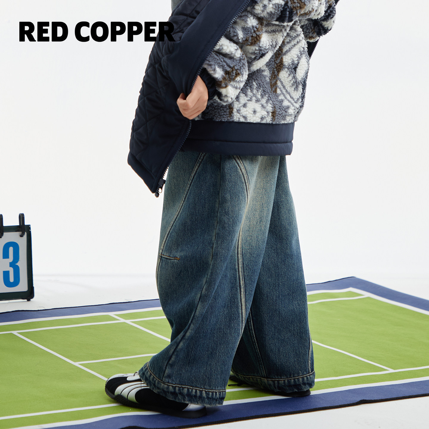 redcopper童装2025新款秋冬加绒宽松弯刀裤休闲牛仔裤潮CHH453104,淘宝优惠券,粉丝福利购,淘宝优惠卷