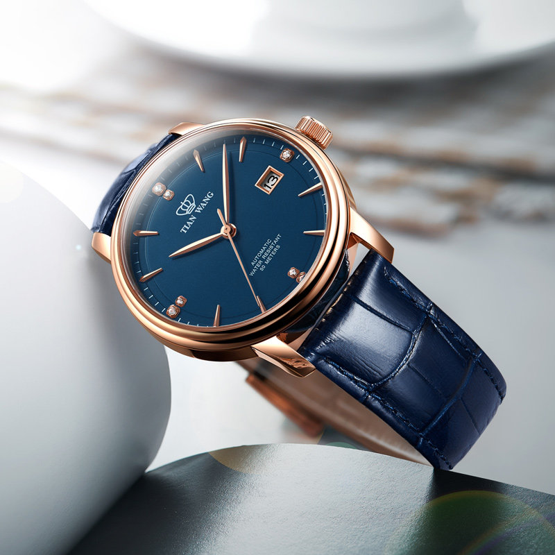 天王男官方店正品防水钢带机械表 天王深圳国产腕表