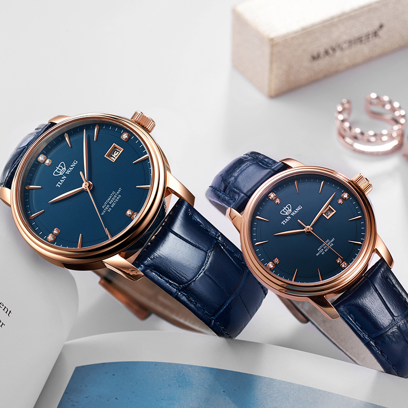 天王男官方店正品防水钢带机械表 天王深圳国产腕表