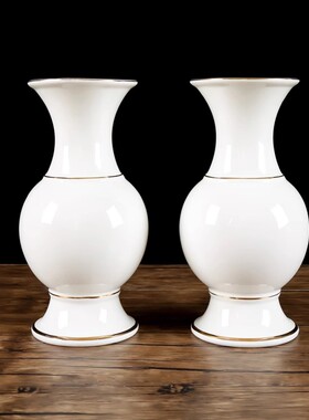 描金玉瓷花瓶家用室内供佛花瓶陶瓷花瓶佛堂室内寺庙上供观音摆件