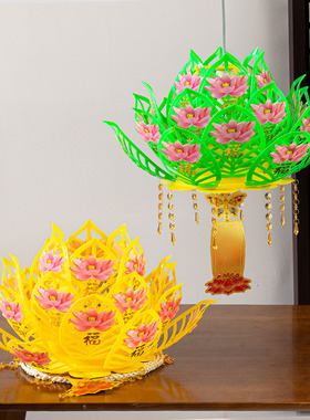超大号莲花灯佛灯前七彩莲花灯插电寺庙手提吊灯装饰庭院户外寺庙