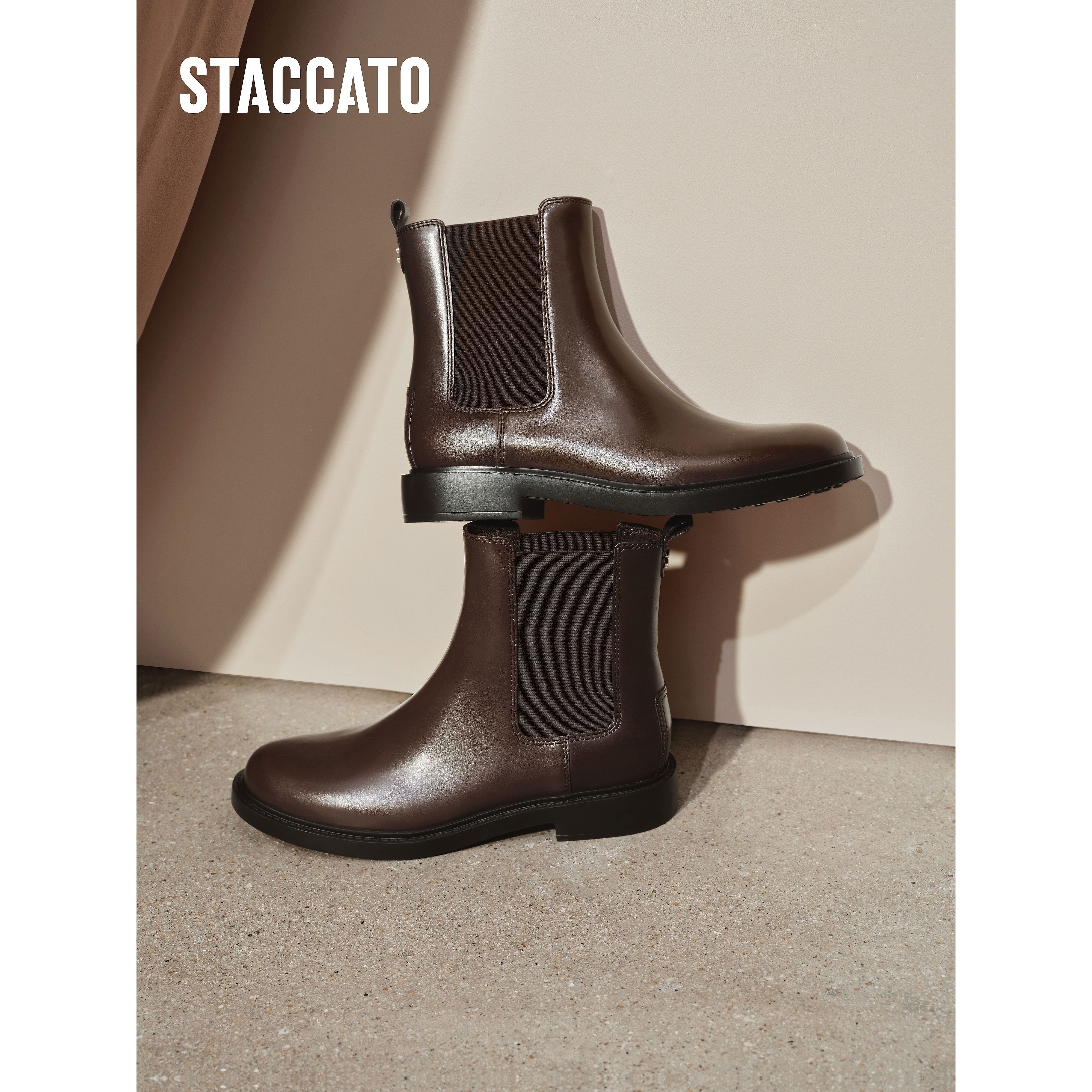 思加图2025冬季新款Yesterday英伦切尔西靴复古加绒短靴EFI34DD5 - 图0