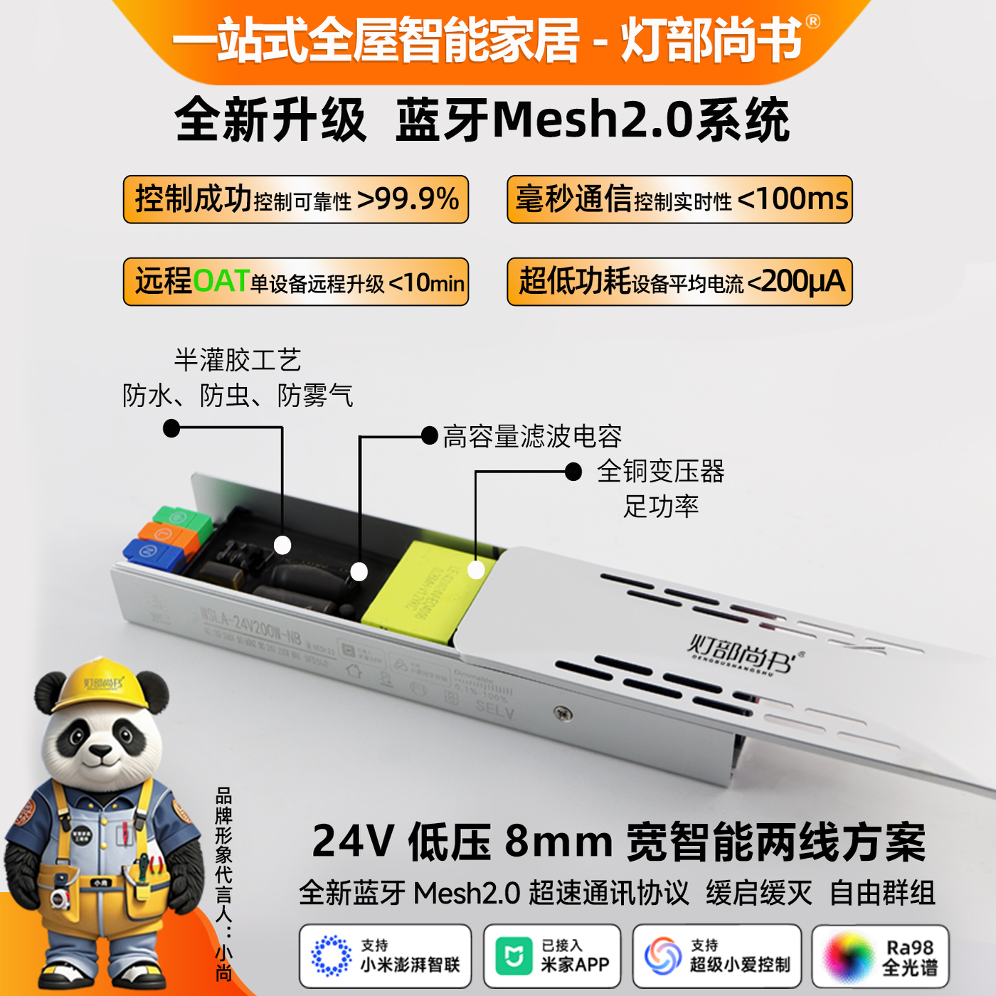 20米无压降SMD灯带无极调光调色已接入米家APP智能全光谱氛围灯条 - 图2