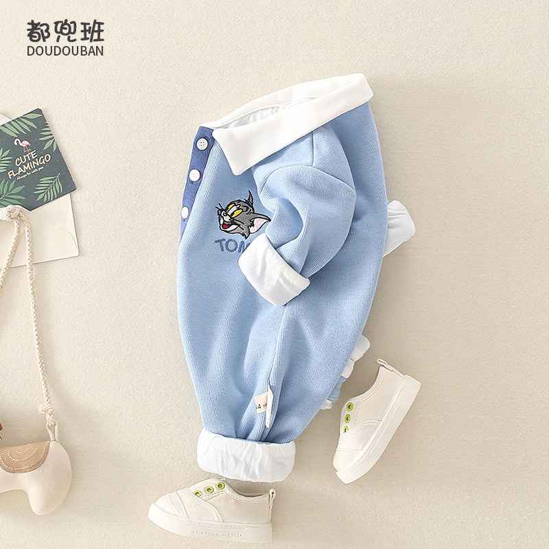 婴儿连体衣服春秋季套装网红可爱 都兜班童装连身衣/爬服/哈衣