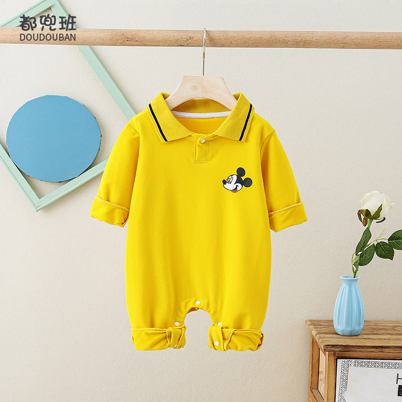 新生春秋季婴儿衣服长袖网红哈衣 都兜班童装连身衣/爬服/哈衣