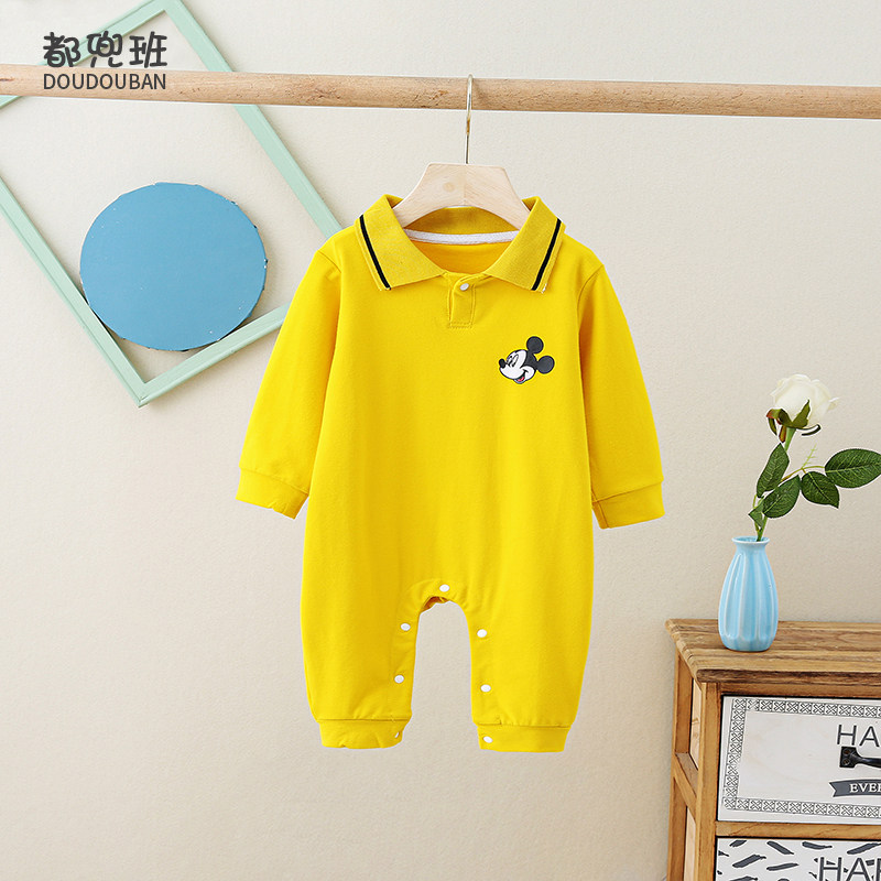 新生婴儿儿秋装薄款纯棉外出包屁衣 都兜班童装连身衣/爬服/哈衣