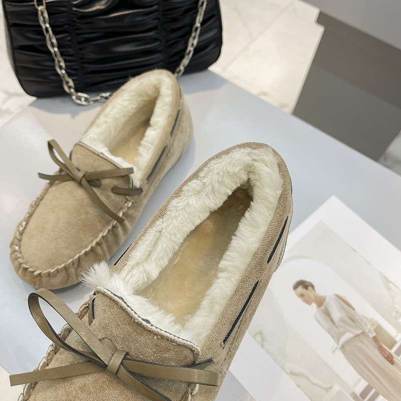 加绒软底孕妇可穿防滑圆头豆豆鞋 米遥乐福鞋（豆豆鞋）