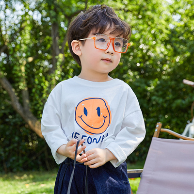 纯棉男童圆领长袖t恤打底衫