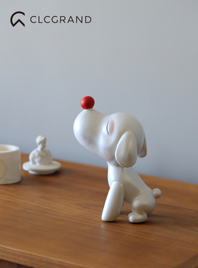 创意红鼻子小狗摆件客厅卧室