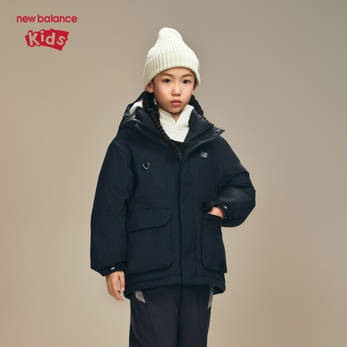 【鹅绒】New Balance nb童装男女儿童25新款连帽羽绒服ND7PF44023 - 图0