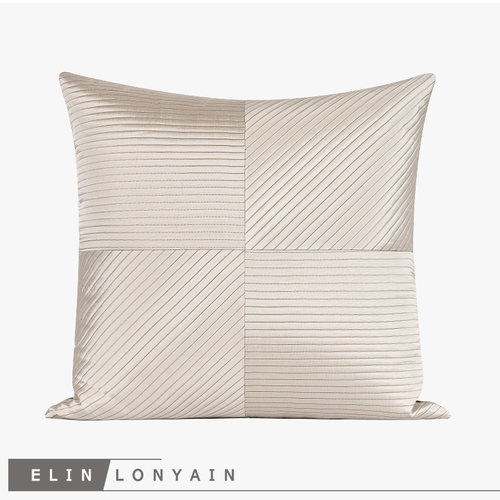ELIN LONYAIN现代简约轻奢黑白千鸟格蓝色灰色绗缝样板房抱枕搭毯 - 图2
