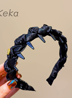 小香风黑色带齿防滑波浪发箍