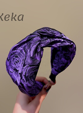 复古扎染紫色玫瑰花发箍