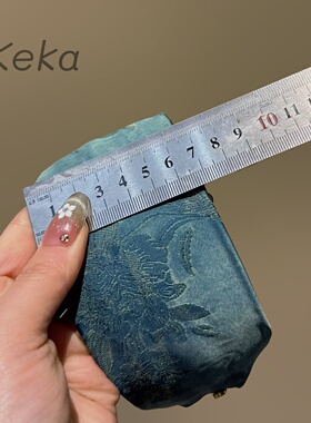 新中式孔雀蓝提花发箍女高级感复古宽边压发通勤百搭头箍发饰