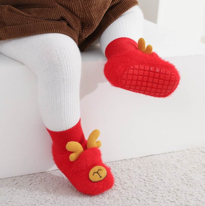 加厚保暖婴儿鞋袜冬季学步袜防滑婴儿袜子超萌立体卡通宝宝地板袜