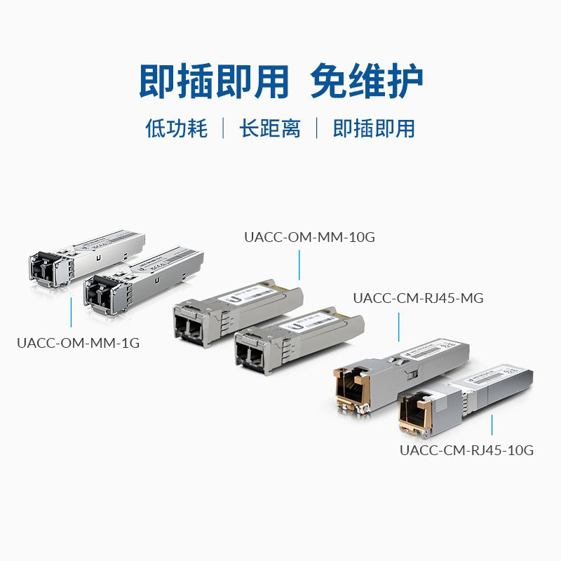 Ubiquiti原厂千兆/万兆/RJ45/SFP/SFP+多模光纤/光转电模块低功耗长距离即插即用免维护兼容第三方UBNT优倍快 - 图1