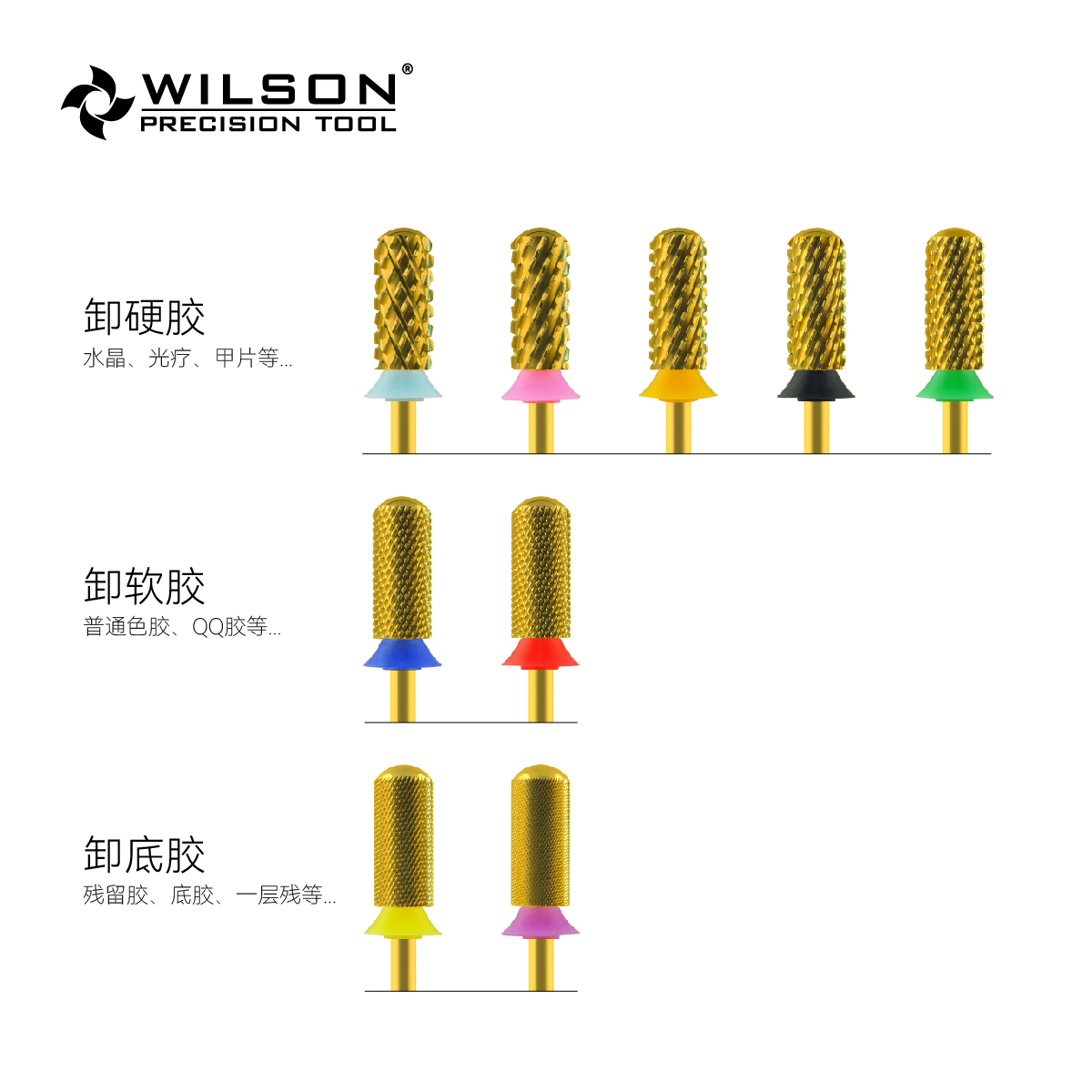 WILSON惠而顺5.35直筒光头氮化钛4XC-2XF美甲磨头卸甲油胶光疗胶 - 图0