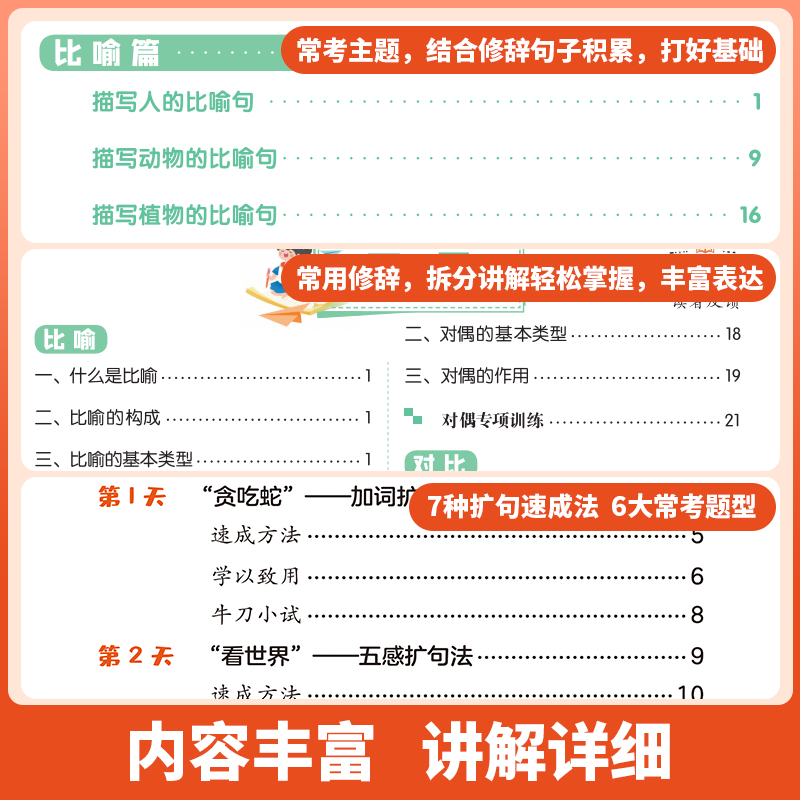 【荣恒】七7天学会扩句法写作文每日晨读优美句子积累大全修辞手法专项训练打卡计划书小学生语文一二三四五六年级上下册作文素材-图1