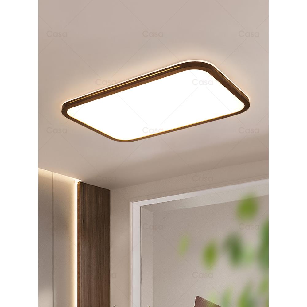 全光谱卧室实木吸顶灯超薄护眼复古书房灯黄铜中式客厅灯casa照明 - 图0