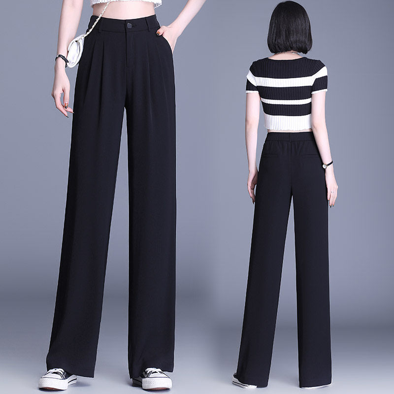 黑色春秋2022年新款高腰显瘦阔腿裤 誉觅休闲裤