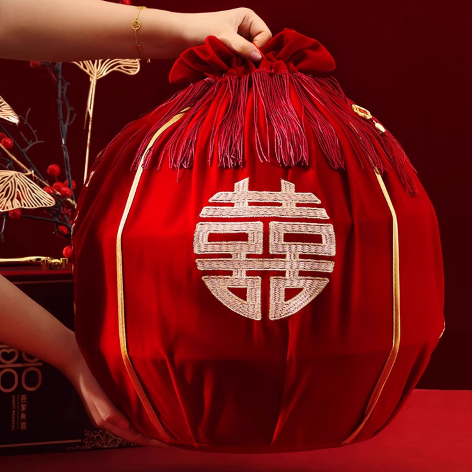 结婚聚宝盆包盆包袱皮大号新娘陪嫁套装喜盆包裹红布女方娘家嫁妆,淘宝优惠券,粉丝福利购,淘宝优惠卷