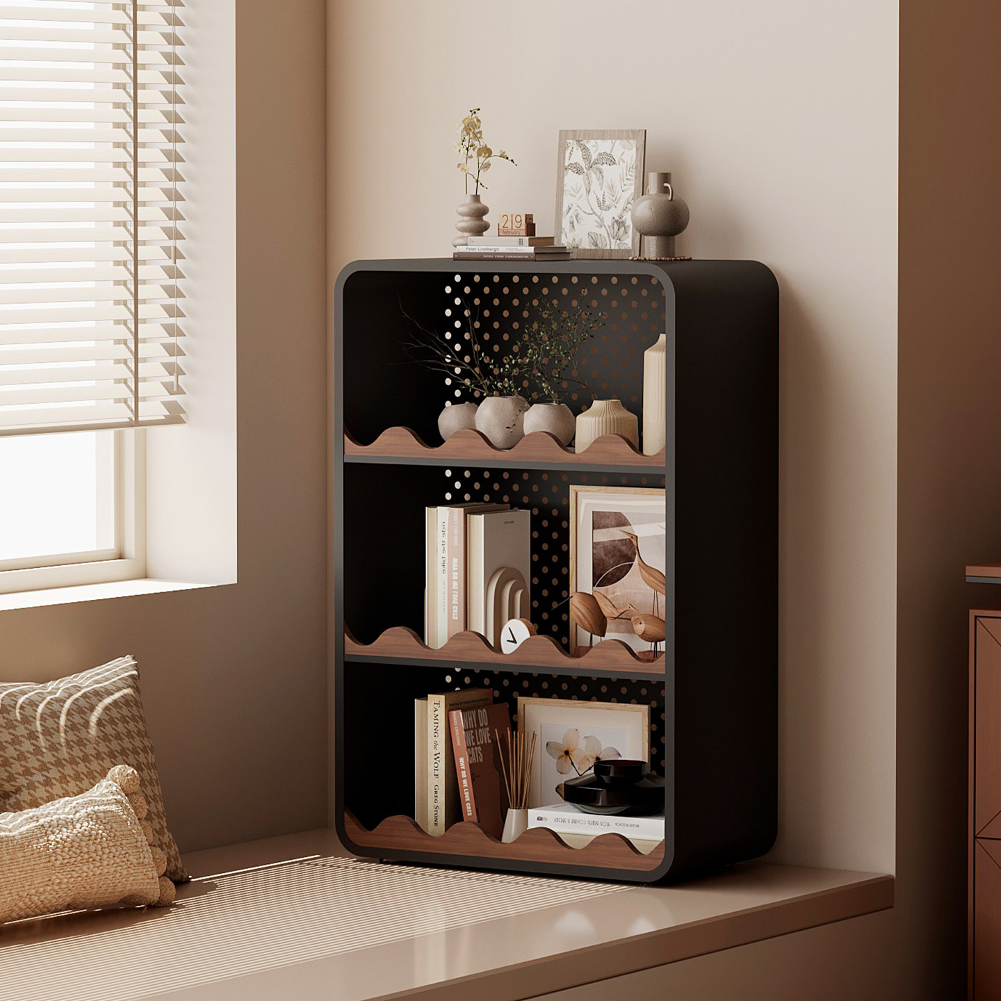 飘窗置物柜卧室窗台储物柜铁艺中古风轻奢高级感多层复古窗边书柜,淘宝优惠券,粉丝福利购,淘宝优惠卷