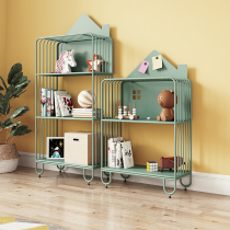 Childrens toy storage floor rack large capacity elementary school children floor bookshelves iron art living room painted frame containing cabinet two-in-one