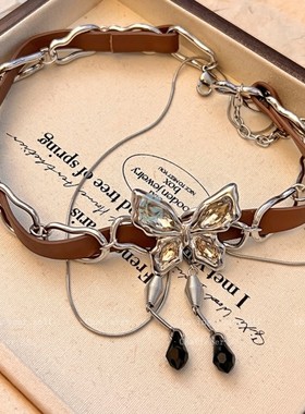 斩男也斩女!重工水晶蝴蝶choker高级感颈链项圈女项链美拉德配饰