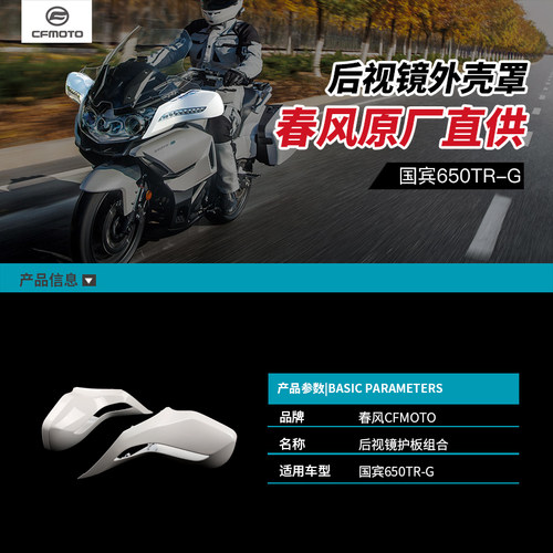 原厂春风摩托车配件650TR-G国宾左右后视镜护板反光镜外壳装饰罩 - 图0