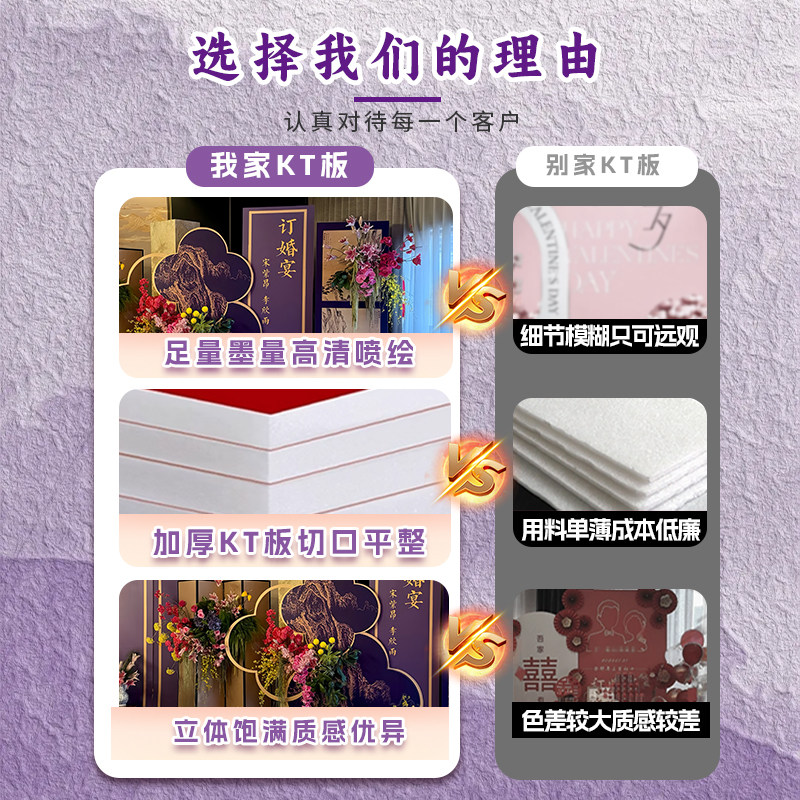 2025新中式紫色订婚宴布置装饰摆件摆台kt板背景墙定亲套餐迎宾区,淘宝优惠券,粉丝福利购,淘宝优惠卷