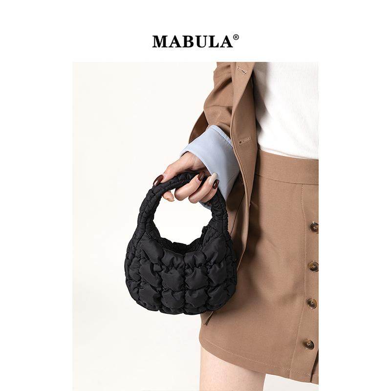 MABULA韩系简约绗缝纹理拉链式云朵泡泡包大容量指尖手提包腋下包 - 图1