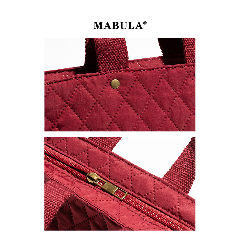 MABULA复古撞色菱格托特包女2025秋冬大容量通勤单肩包通勤手提包,淘宝优惠券,粉丝福利购,淘宝优惠卷