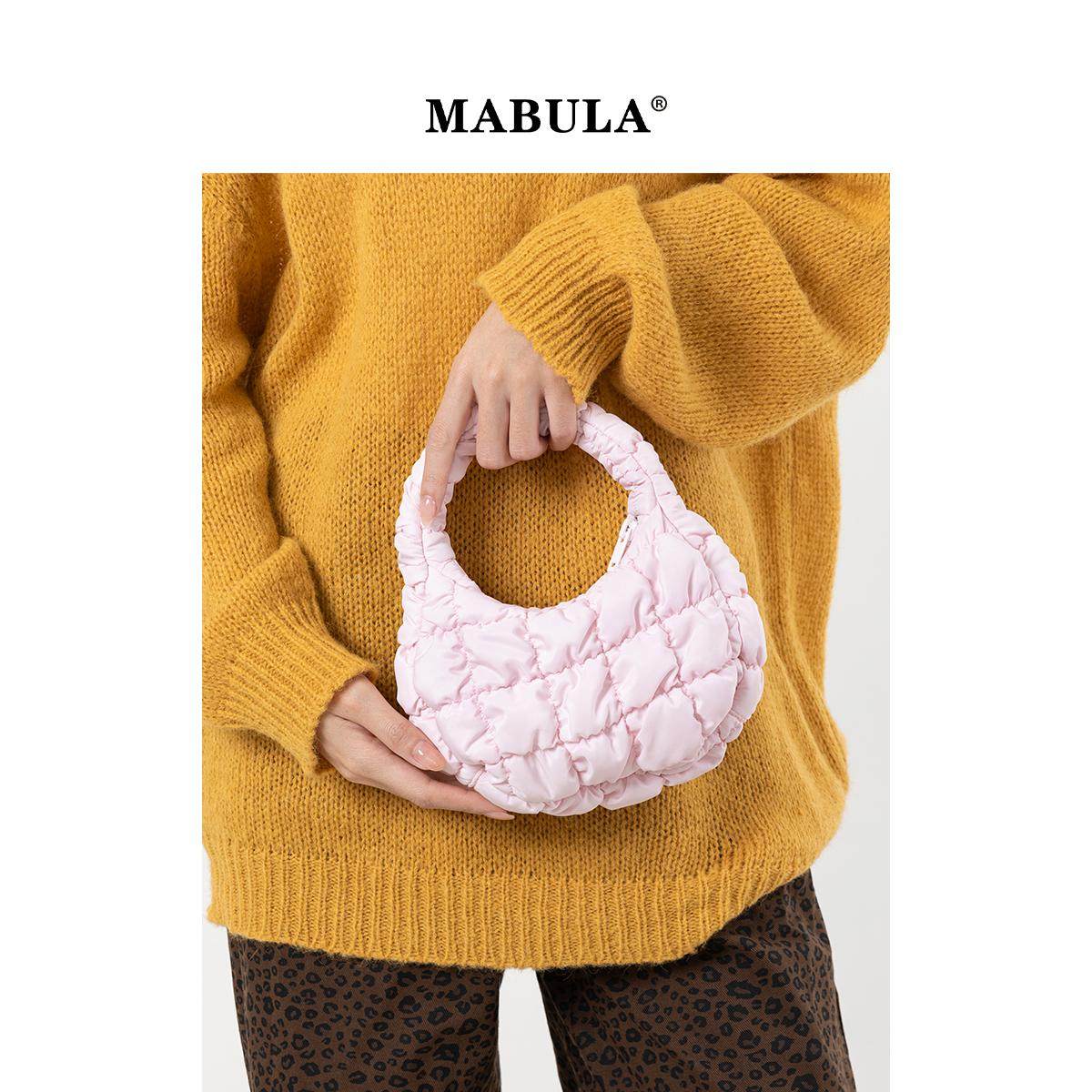 MABULA褶皱云朵包纹理拉链手提包多巴胺泡泡包韩版快闪单肩腋下包,淘宝优惠券,粉丝福利购,淘宝优惠卷