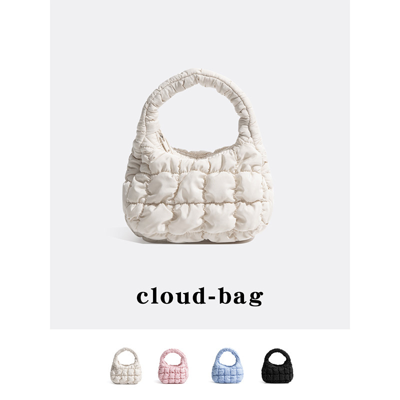 MABULA褶皱云朵包纹理拉链手提包多巴胺泡泡包韩版快闪单肩腋下包,淘宝优惠券,粉丝福利购,淘宝优惠卷