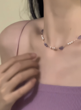 神秘紫蝶！紫色蝴蝶项链女ins轻奢小众设计感锁骨链高级颈链配饰