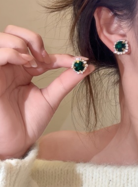 鎏金旧梦！复古轻奢镶钻圆形耳钉颈链小众高级气质法式锁骨项链女