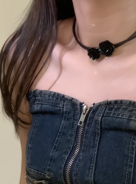 冷淡风甜酷颈链玫瑰花项链