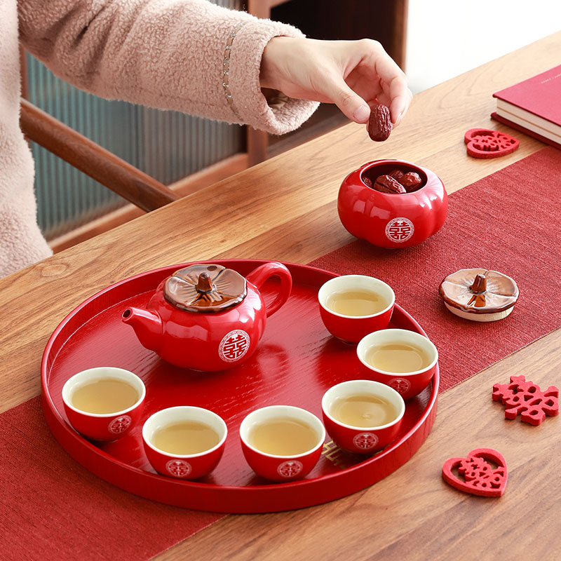 结婚礼物送新人订婚礼品闺蜜新娘茶具套装伴手礼柿柿如意陪嫁实用