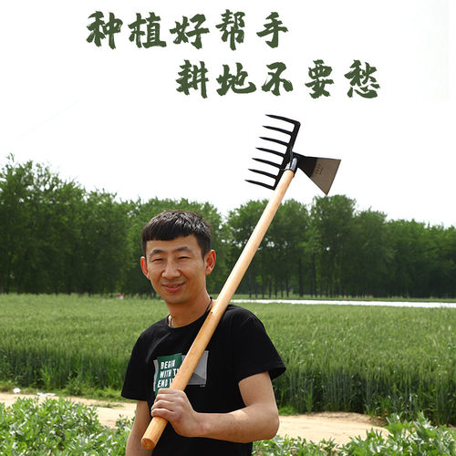家用大锄头种菜农用工具户外挖搂铲耙两用多功能除草锰钢挖笋神器 - 图2