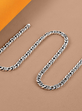 银千造999足银古巴链手链