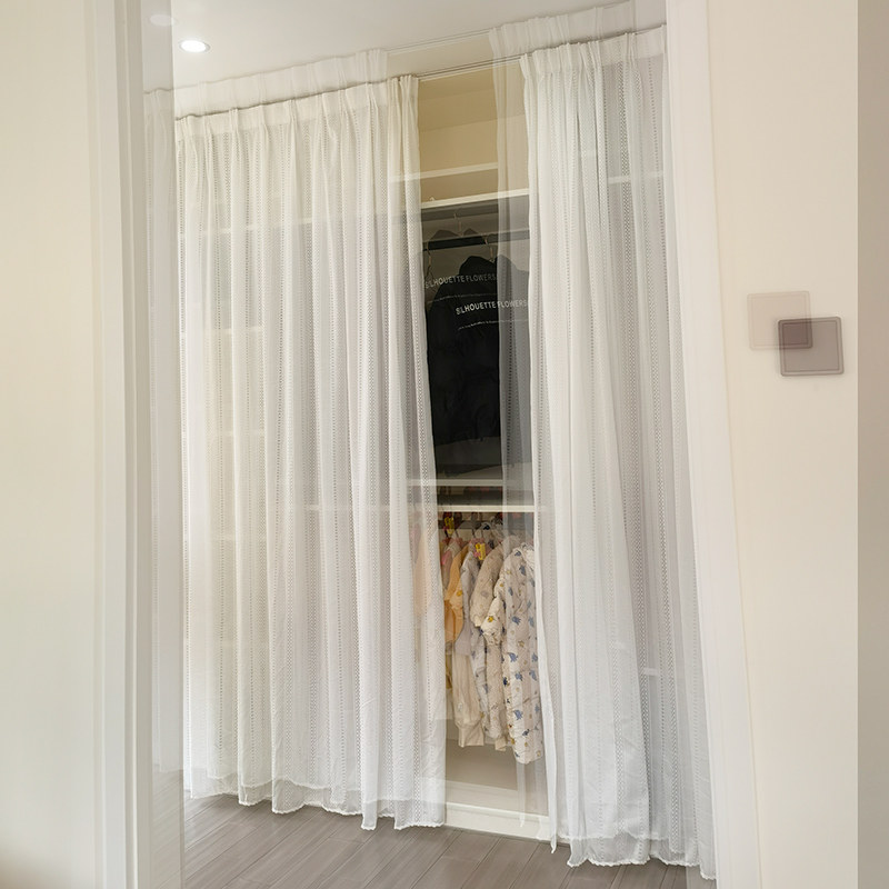 窗纱防尘帘柜帘日式镂空纱帘遮挡帘衣柜门帘衣帽间滑轨橱柜免打孔,淘宝优惠券,粉丝福利购,淘宝优惠卷