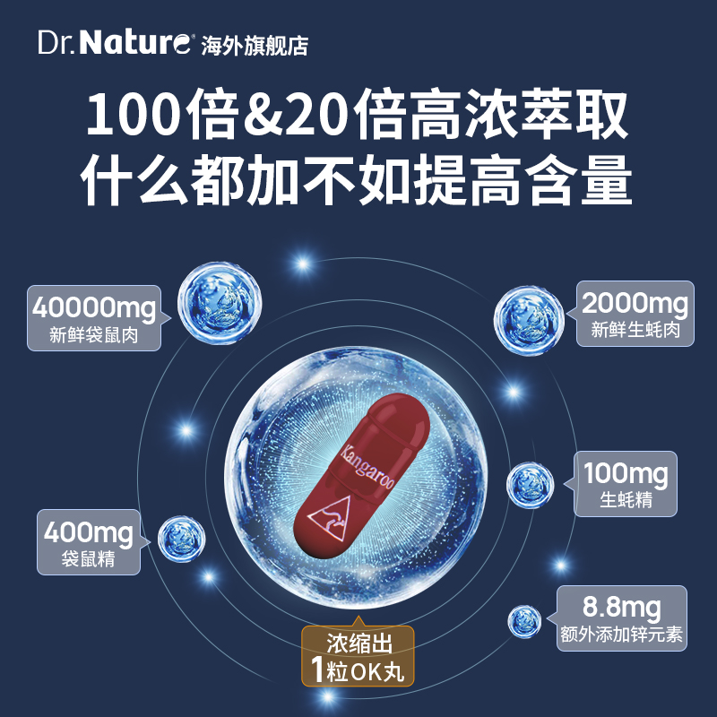 DrNature澳洲进口袋鼠精三代OK丸牡蛎精华胶囊补锌睾丸酮生蚝精 - 图0