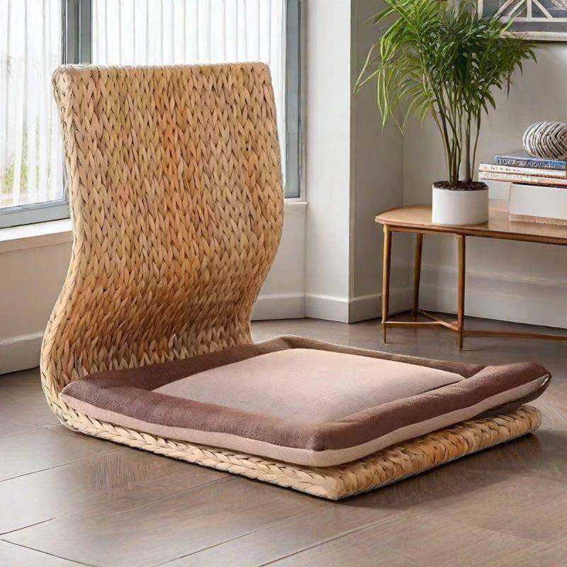 草编榻榻米靠背椅家用懒人卧室宿舍床上座椅飘窗无腿日式坐地椅子,淘宝优惠券,粉丝福利购,淘宝优惠卷