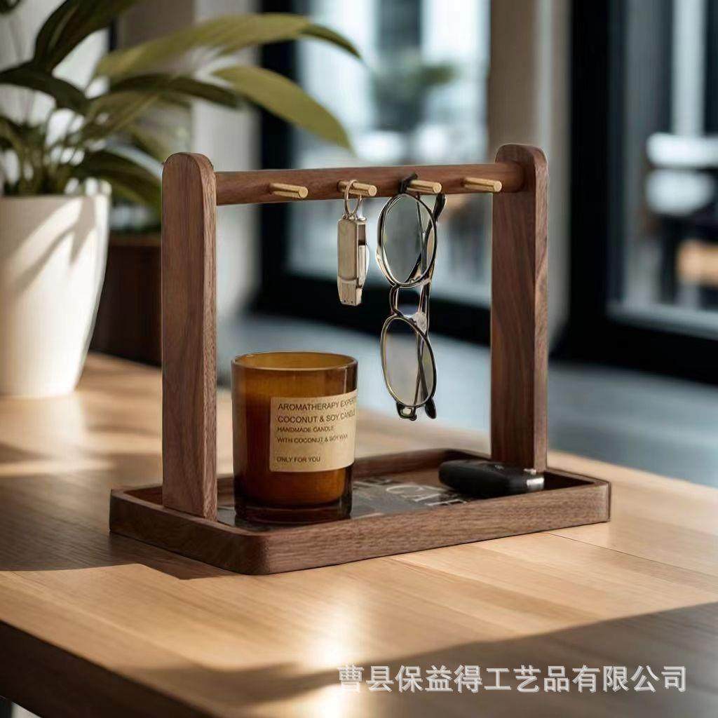 木质收纳架黑胡桃钥匙架桌面木制整理架玄关钥匙架实木置物架,淘宝优惠券,粉丝福利购,淘宝优惠卷