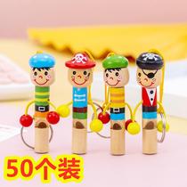 Cartoon Wood Small Pirate Port Whistle Toy Baby Boasting Musical Instrument Children Puzzle Toy Music Early Education 1-3 years old