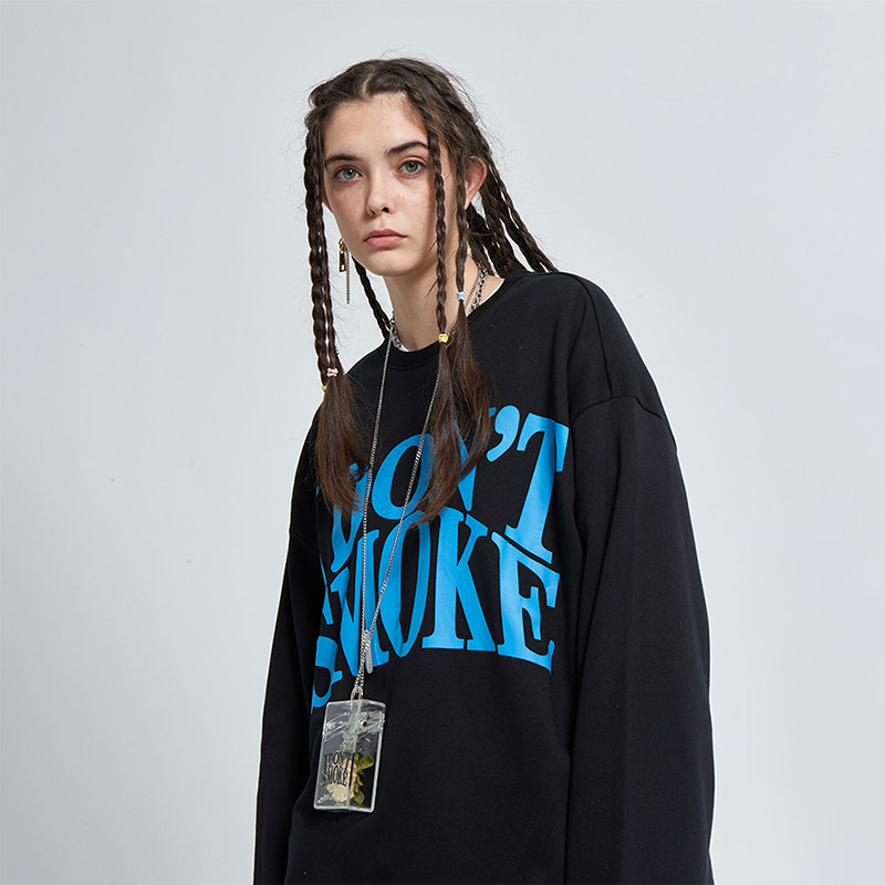 donsmoke秋冬拒绝吸烟logo标语卫衣 donsmoke卫衣