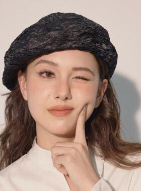 贝雷帽子大头围透气黑色休闲百搭