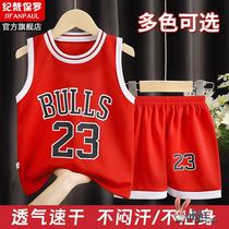 Boy Vest Summer Clothing Suit Children Basketball Sportswear Big Boy Mesh Speed Dry Jersey Ice Silk Shorts Two Sets